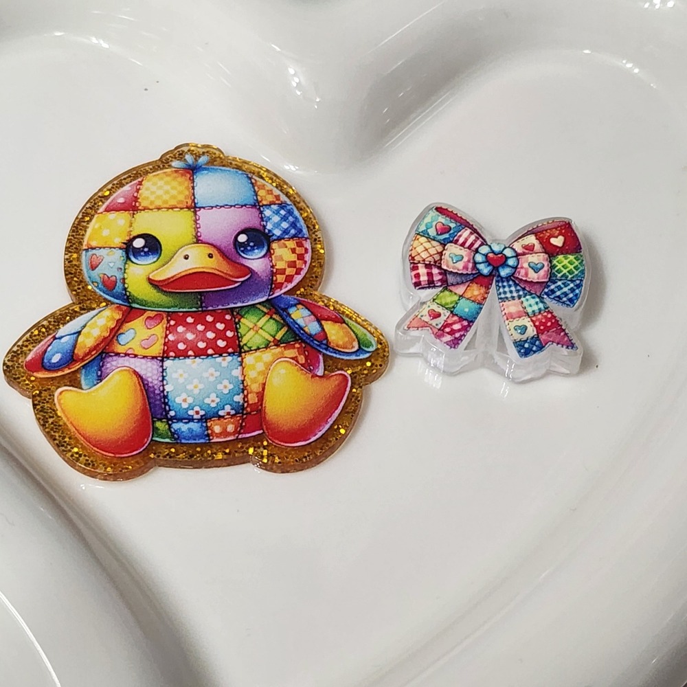 Duck Patchwork Flatback Focal Bead Crafts Badge Keychain Beaded Pen Jewelry